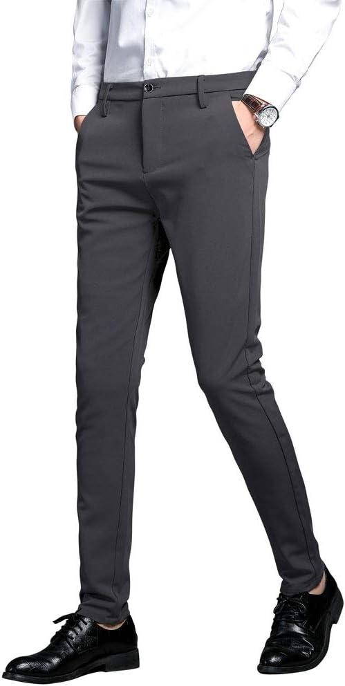 Plaid&Plain Men's Stretch Dress Pants Slim Fit Skinny Suit Pants (38W x 34L, Charcoal)
