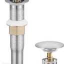 KES Bathroom Sink Drain with Strainer Basket Hair Catcher Anti Clog Pop Up Drain Stopper Vanity Vessel Sink Without Overflow, Brushed Nickel All Metal Rustproof 304 Stainless Steel, S2013D-BN