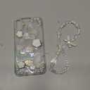 Fycyko Compatible with iPhone X/XS 3D Butterfly Floral Clear with Design Aesthetic Women Teen Girls Glitter Pretty Crystal Sparkle Sparkly Cute Girly Phone Cases Protective Cover+Chain-Clear