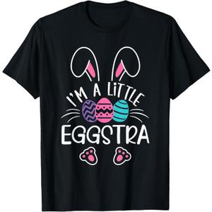 Im A Little Eggstra Funny Easter Bunny Cute Kids Toddler T-Shirt, Size: S