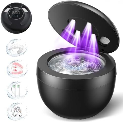 Dental Ultrasonic Retainer Cleaner Machine - 45kHz Dental Cleaning Pod with 4 Modes, Digital Timer & 200ML Capacity for Denture, Missing Pieces