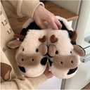 Cute Fuzzy Cow Slippers for Women, Cartoon Plush Warm Cow Slippers for Girls Funny, Novelty and Soft Cotton Slipper, Women's Winter House Shoes Suitable for Indoor Bedroom Dormitory