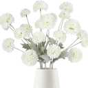 Faux Kiku Flower White 5 Bundles 20 Heads 23.62" Pompon Mum Artificial Flower Silk Chrysanthemum with Stems Fake Pom Balls for Home Room Decor Wedding Centerpieces DIY Arrangements (White)