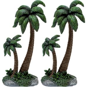 Barydat 2 Pcs Christmas Miniature Palm Tree Decor for Nativity Scene Tabletop Mini Realistic Fake Tropical Artificial Palm Trees Plant Resin 9.5 Inch Small Palm Tree Figurines