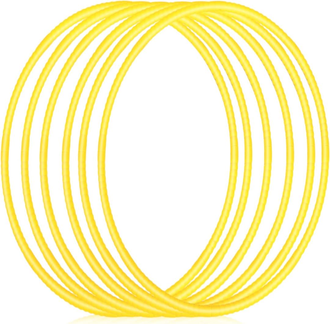 Shappy 6 Pcs Exercise Hoop Detachable Adjustable Plastic Toy Playground Toys Colored Hoop Circles for Teens Games Gymnastics Dog Agility Equipment Party Decor (23 Inch, Yellow)
