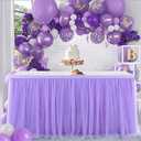 Suppromo 6ft Purple Table Skirt for Baby Shower Girl Tulle Tutu Table Skirt Purple Table Cloth for Parties Butterfly Mermaid Birthday Wedding Cake Dessert Decorations
