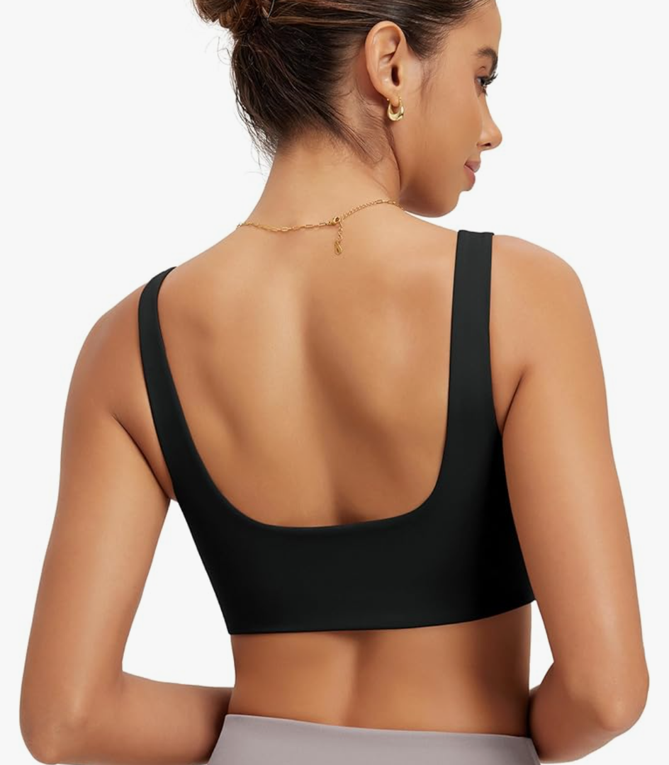 No Brand Square Neck Sports Bra for Women Wirefree Non Padded Yoga Tank Workout Crop Tops S