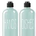 Glass Soap Dispenser Set 2 Pack,16 Oz Dish Soap Dispenser for Kitchen Sink,Green Kitchen Accessories and Kitchen Decor,Green Decorations and Kitchen Utensils for Kitchen