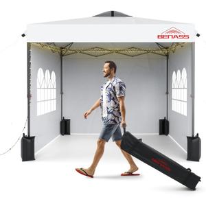 10x10 Pop Up Canopy Tent with 3 Sidewalls, White