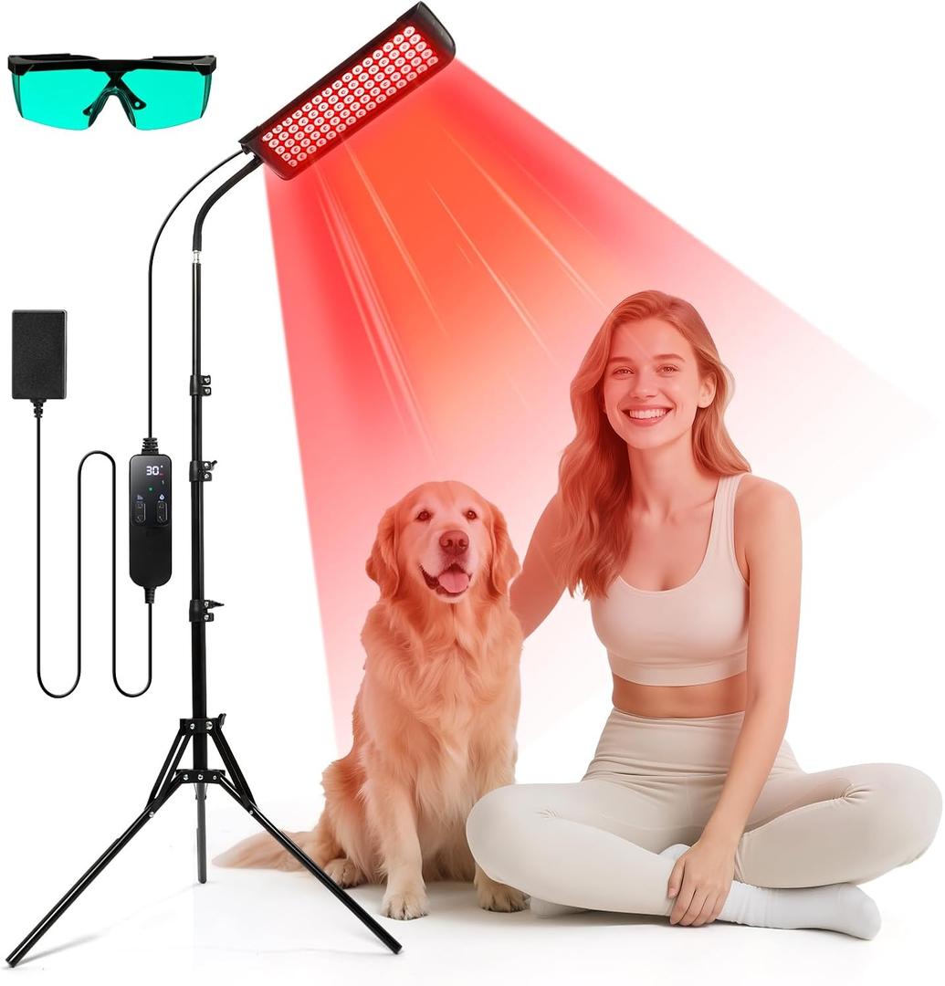 Red Light Therapy for Face and Body, GMOWNW Infrared Light Therapy Lamp with Stand, 660nm Red Light and 850nm Near Infrared Light Therapy Device for Face Knee Body, Skin Care at Home (13.86" * 4.21"-With Stand)
