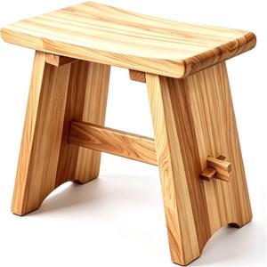 18" Teak Shower Bench Solid Wood Stool 800 lb Rustic Waterproof Seat, 18 x 18 x 12 inches