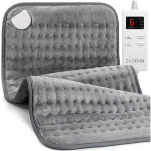 Heating Pad for Back, Neck, and Shoulder Pain Relief, Electric Heat Pad with 6 Heat Levels, Moist Heat Option, Auto Shut-Off, Birthday Christmas Gifts for Women Men Mom Dad Grandma, Gifts for her (12.1 x 24.1 Inch, Gray)