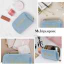 3 x Velvet Makeup Bag, Portable Zipper Make Up Pouch, Cute Small Cosmetic Bag, Flannel Toiletry Bag, Travel Storage Bag Gifts for Women Girls(Blue)