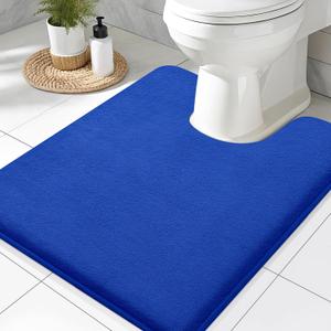 Smiry Memory Foam Toilet Rugs U-Shaped 24x20, Extra Soft Absorbent Non-Slip Contour Bathroom Rugs, Machine Washable Bath Mats for Toilet, Royal Blue