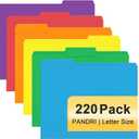 File Folder, PANDRI 220 Pack Colored File Folder, 1/3 Cut Tabs, Letter Size, Assorted 6 Colors Filing Folder for Office School Business
