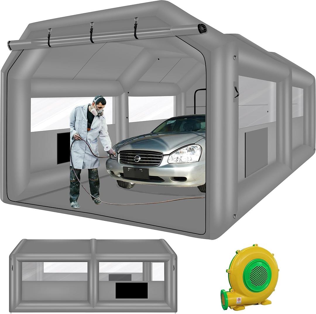 QILEBA Inflatable Painting Spray Booth 20x13.5x9ft with Blower 1100W, Portable Blow Up Car Paint Booth with Air Filter System for Car Parking Tent Workstation