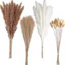 100 PCS Small Boho Pampas Grass, 17" Naturally Dried Pompas, Pampas Grass Decor for Wedding , Boho Party Decorations, Table DecorBrown and White