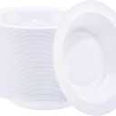 WDF 60pcs White Plastic Bowls-12 oz Disposable Heavy Duty White Plastic Soup Bowls for Wedding, Party, Independence Day, New Years