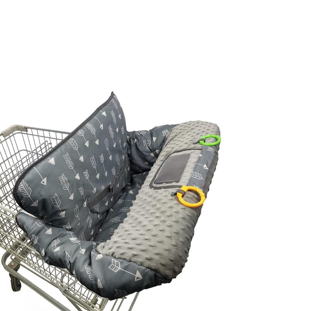 Shopping cart Cover for Babies-high Chair Cover, Dotted Minky Touching, Multi in 1 Design, 360 Full Protection, roll in and go, Universal fit, Grey