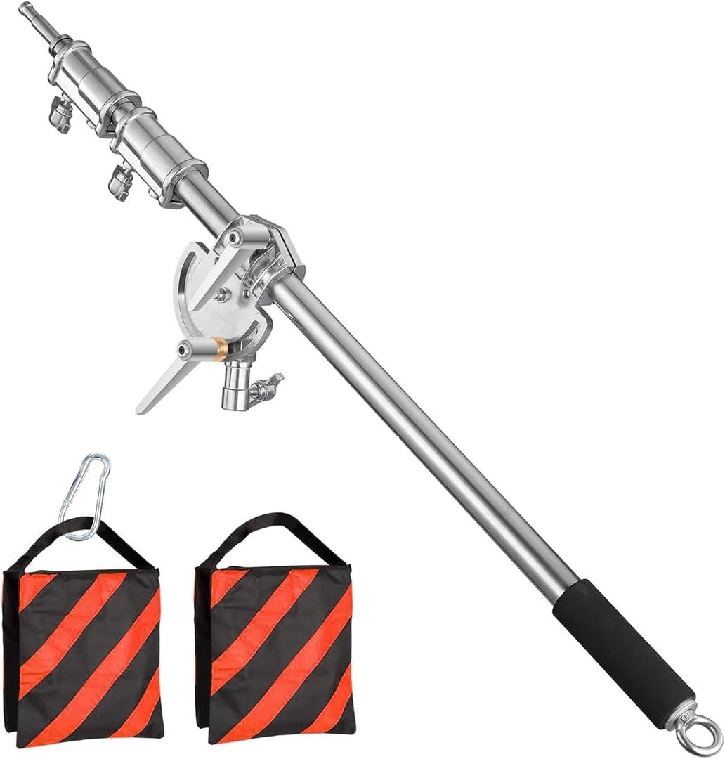 Pro Heavy Duty Extension Boom Arm Bar for Photography C Stand and Light Stand,Adjustable 42-97inch Crossbar Holding Arm with Sand Bag for Softbox,Strobe,Monolight,LED Video Light,Reflector ect.