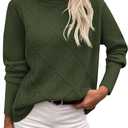 Zeagoo Women's Turtleneck Sweater Fall Winter 2026 Long Sleeve Chunky Knitted Trendy Pullover Tops (Green, M)