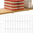 HBlife 36 Pack Clear Shelf Dividers, Vertical Purse Organizer for Closet Perfect for Sweater, Shirts, Handbags in Bedroom and Kitchen, Adjustable Acrylic Bookshelf for Organization