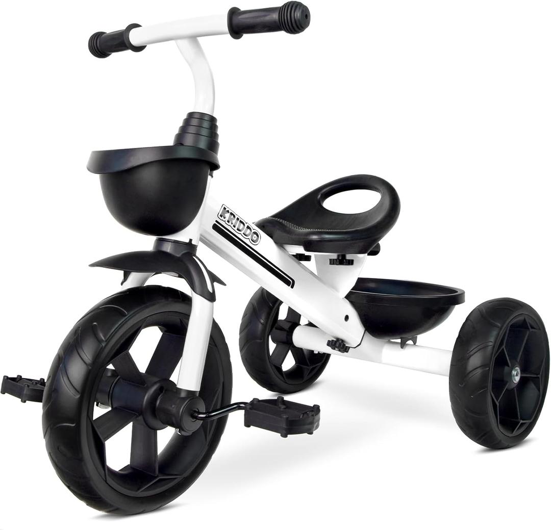 KRIDDO Kids Tricycles Age 24 Month to 4 Years, Toddler Kids Trike for 2.5 to 5 Year Old, Gift Toddler Tricycles for 2-4 Year Olds, Trikes for Toddlers, Sporty Styling, White