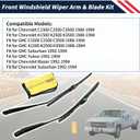1 Pair Front Windshield Wiper Arm & 18" Blade Kit 22110157 Compatible with Chevrolet GMC C1500 C2500 C3500 K1500 K2500 K3500 1988-1994, Fit for Chevrolet GMC Suburban 1992-1994