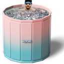 Portable Foldable Ice Bath Tub, Large Size 77 Gal, Fast Muscle Recovery, Home Outdoors Gyms, Quick Opening without Installation, No Water Leakage (Ice/Hot Universal) (Blue Pink)
