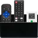 3 Slot Adjustable Remote Control Holder Wall Mount, TV Remote Box Hollow Bottom Slot Easy Phone Charging, Self Adhesive Remote Holder,Wall Pen Holder Storage Accessories for Home Office School (Black)