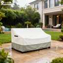 Outdoor 2-Seater Loveseat Cover,Patio Sofa Covers Fits up to 58W x 32.5D x 31H Inches,100% Waterproof Heavy Duty Patio Furniture Covers,Beige & Gray-Green