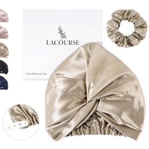 Anti-Slip Adjustable Real 22 Momme 100% Mulberry Silk Bonnet for Sleeping Women, Double-Layered Silk Hair Bonnet, One Size (21-24 inch circumference), Caramel