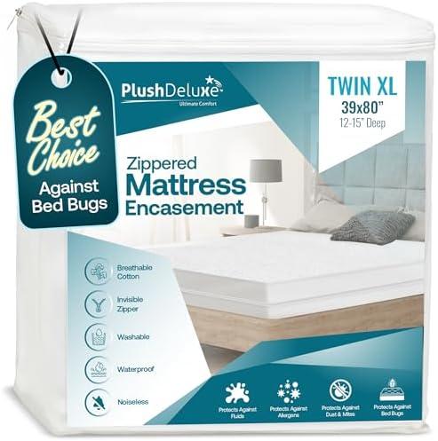 Twin-XL 39X80 Size Mattress Encasement - Zippered Waterproof, Bedbug Proof, College Dorm Size, 6-Sided Protection - Hypoallergenic Cotton Terry Fabric 12-15" Depth