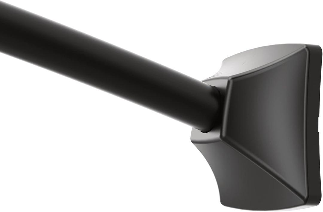 Moen 72-Inch Adjustable Matte Black Permanent Mount Curved Shower Curtain Rod for Bathtub or Shower, CSR2164BL