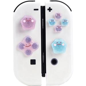 PERFECTSIGHT Cute D-Pad Button Caps Silicone Thumb Grips Set, ABXY Key Buttons Sticker Joystick Cover Caps Compatible with Nintendo Switch/OLED - Monster