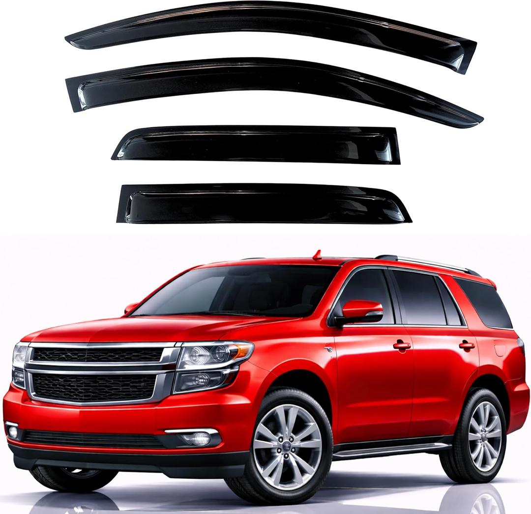 KPY Rain Guards Fit for 2015-2020 Chevrolet/Chevy Tahoe (Excludes XL), Out-Channel Window Visors Vent Deflectors 4PC, Car Accessories for 2015-2020 GMC Yukon & Cadillac Escalade (Excludes Denali/ESV)