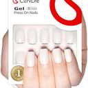 Curvlife Soft Gel Press on Nails with Fake Nail Tips and Ceramic Style Glossy Design Full Cover 15 Sizes Gel Nails, Women Reusable Nail Kit with Nail Glue Adhesive Tabs Nail File