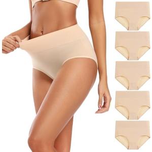Molasus Women's Cotton Underwear High Waisted Full Coverage Ladies Panties (Regular & Plus Size) XL