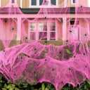 Tellingyou 1200 Sqft Halloween Pink Spider Webs Decorations with 100 Extra Fake Spiders, Super Stretchy Cobwebs for Halloween Decor Indoor and Outdoor