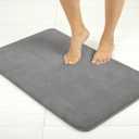 American Soft Linen 21"x28" Fluffy Foamed Slip Reducer Bath Rug, Machine Washable Area Bath Mat Rugs for Bathroom, Gray