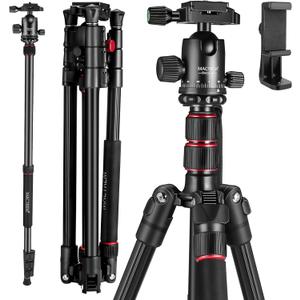 MACTREM 84" Camera Tripod, DSLR Tripod Heavy Duty for Travel, 360 Ball Head Professional Aluminum Tripod & Monopod with Carry Bag Compatible with Canon Nikon Binoculars Laser Telescope, 33lb Load