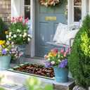Tinideya 2 Pcs Door Mat Welcome Non Slip Coir Mats Floor Layering Doormats Seasonal for Front Porch Entryway Decor(Colorful Flowers)