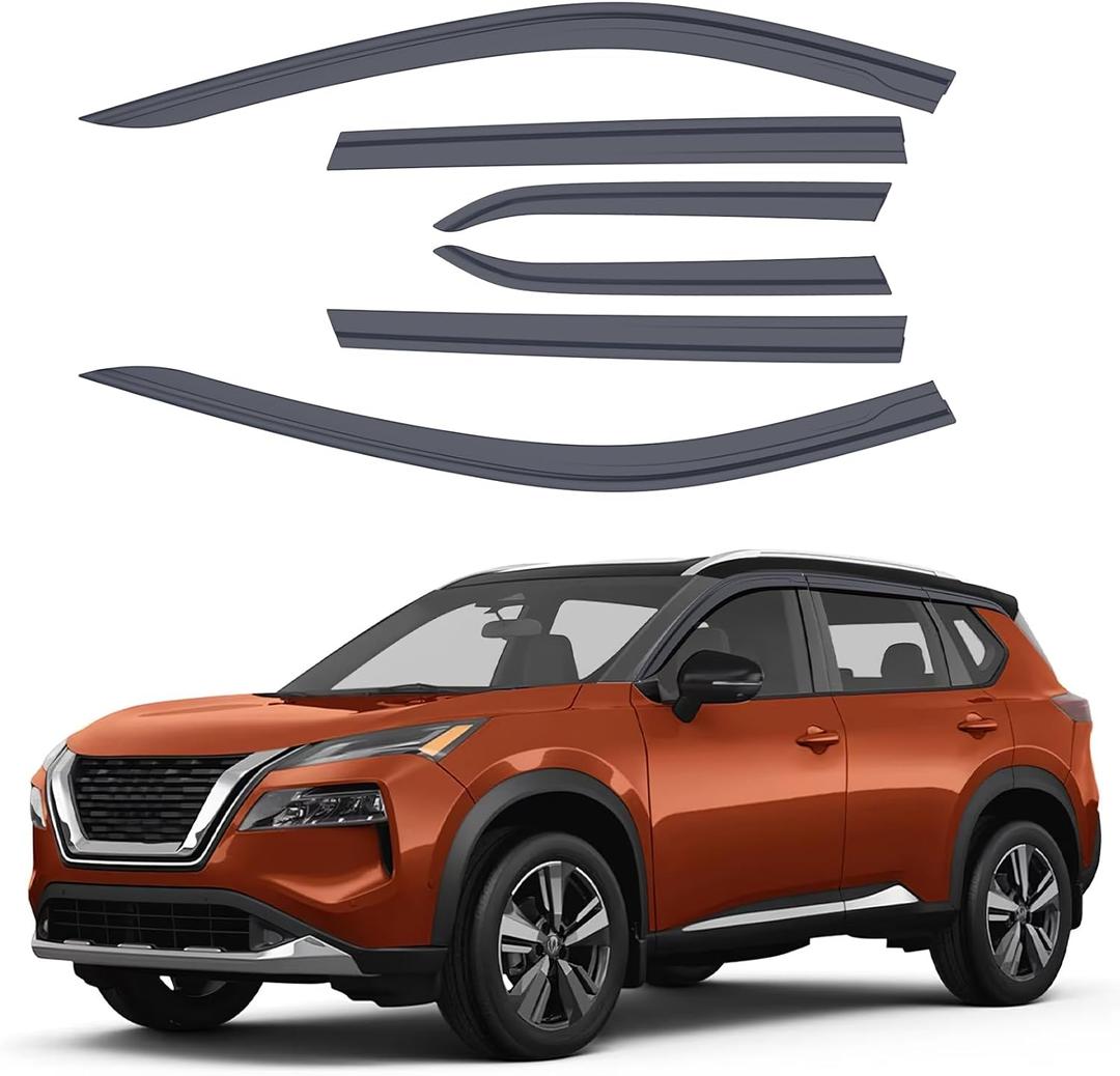 ACLONG Smoke Rain Guards Fit for Nissan Rogue 2021 2022 2023 Tape-On Side Shatterproof Window Visor, Window Deflectors, Vent Deflectors, 6-Piece Set