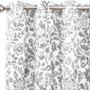 DriftAway Julia Blackout Curtains for Bedroom Gray Floral Watercolor Pattern Double Layer Thermal Insulated Sound Reducing Room Darkening Drapes for Living Room Grommet 2 Panels Each W52 x L84 Gray
