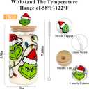 Christmas Glass Can Cup, 18oz Holiday Iced Coffee Cup with Lid and Straw, Beer Can Glass, Christmas Gift for Friend and Family