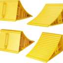 4Pack Wheel Chocks for RV Trailer Non Slip Heavy Duty Yellow Camper Wheel Chocks with Handle for Easy Removal Polypropylene Wheel Stoppers for Cars Campers Trucks Rvs