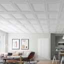 Art3d PVC Ceiling Tiles, 3D Plastic Sheet in White, 2 x 2 ft, 24-Pack | Lightweight, Waterproof, No Sag and Breakage, Compatible with Grid System, Perfect for Basement, Kitchen