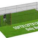 RIIFRILY Baseball Batting Cage Nets, 55'L Baseball and Softball Cage Netting, Enclosed HDPE #42 /#45 Netting Batting Cages for Backyard and Indoor (NET ONLY)