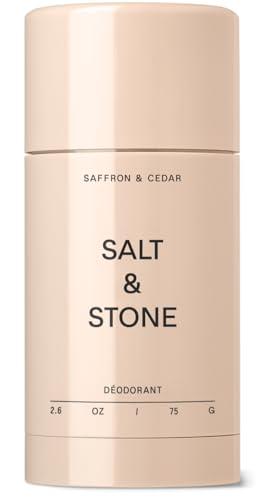 SALT & STONE Aluminum Free Deodorant | Extra Strength 48 Hour Protection for Women & Men | Made with Seaweed Extracts, Shea Butter & Prebiotics (Saffron & Cedar)