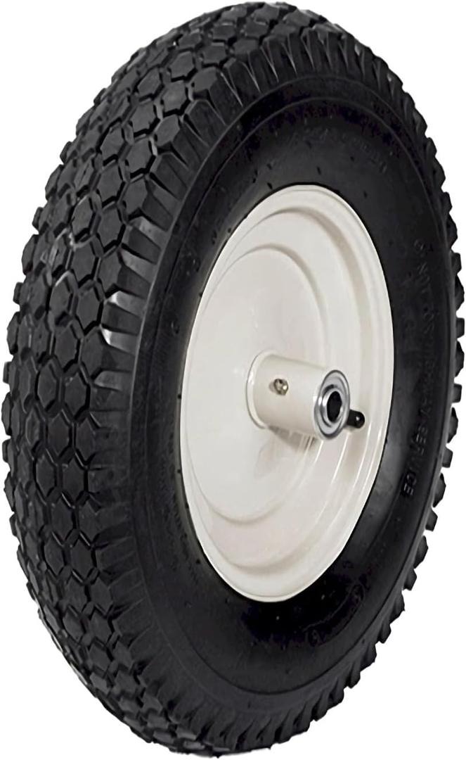SCENIC ROAD Wheelbarrow Replacement Tire, 16" Wheel with Bearing and Grease Fitting, 4-Ply Knobby Tire